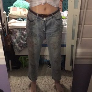floral boyfriend jeans